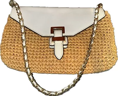 Michael Kors Shoulder Bag White  Leather Beige Straw • $24.99