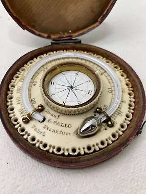 $725 • Buy 1820s Antique G Gallo Frankfurt Pocket Travel Compass Thermometer C