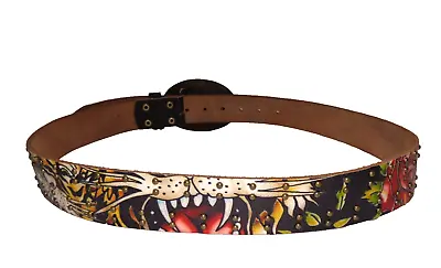 Ed Hardy Lioness Leather Belt Custom Interchangeable Buckle Fits Waist 36-40  • $49.99