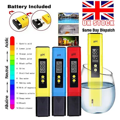 £5.48 • Buy PH Meter LCD Digital Electric Tester Pen Hydroponics Aquarium Water Test Kit