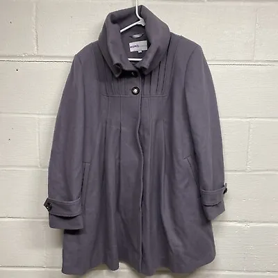 Momo Maternity Gray Jacket Coat Size Large Buttons Wool Blend Womens • $17.99