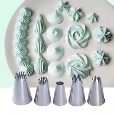 Large Size Icing Piping Nozzles Tips Pastry Cake Sugarcraft Decorating 5pcs/Set • £5.59