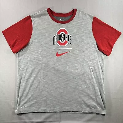 Nike Ohio State Buckeyes Short Sleeve T-Shirt Mens 2XL Gray Retro Big Logo • $24.99