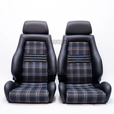 ONLY 1 PAIR!! AUTHENTIC RECARO LSB VW GTI BLUE TARTAN Very Good Condition • $2400