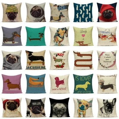 £5.27 • Buy Dachshund Dog Pillow Case Decoration Pug French Bulldog Cushion Cover Buldog