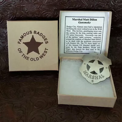 US Marshal  Matt Dillon Gunsmoke Shield   Silver Badge  - Boxed • $15.95