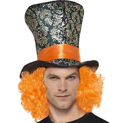 Adult Unisex Top Hat With Hair Topper Mad Hatter Tall Hat & Hair By Smiffys • $20.16