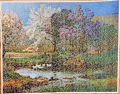 Old Vintage Wooden SPRING H.S.W. 3 Ply Wood Jigsaw Puzzle Landscape 400+ Pieces • $110