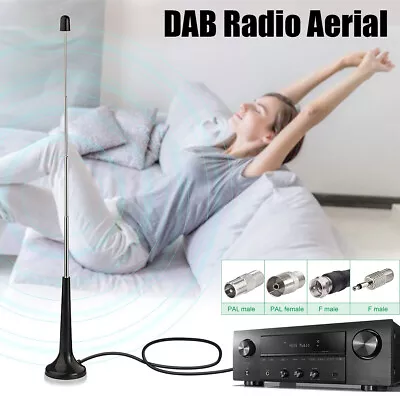 £8.58 • Buy Telescopic DAB FM Radio Aerial 3 Adapter Hifi System Indoor 3M FM Radio Antenna