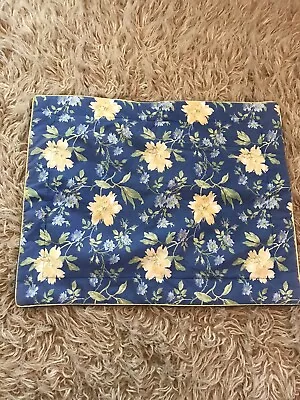Laura Ashley Emily Pillow Sham Cover Blue Yellow Floral Quilted 31”X 25” EUC • $16.11