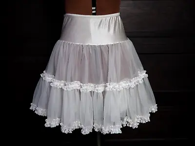 VTG White 28in Waist Petticoat Crinoline Square Dance Costume Skirt USA Made • $29.95