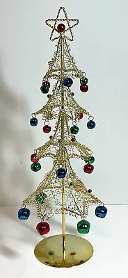 Jingle Bells Tabletop Gold Metal Wire Christmas Tree 16 In Tall Gold Metal Base • $19.99