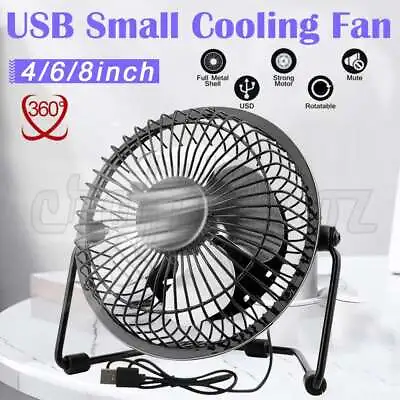 $12.45 • Buy 4 6 8'' USB Powered Portable Table Fan Mini Desk Fan Small Quiet Personal Cooler