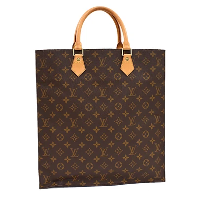 £259.50 • Buy Auth LOUIS VUITTON Monogram Sac Plat M51140 Tote Bag Brown Canvas AG20060