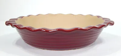 Pampered Chef Family Heritage Stoneware 9  Deep Dish Pie Plate Cranberry #5091 • £25.88