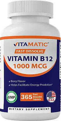 Vitamatic Vitamin B12 1000 Mcg Fast Dissolve 365 Tablets • $9.99