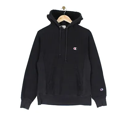 Champion Reverse Weave Sweatshirt Hoodie Black Embroidered Slim Fit Mens Size XS • $31.56