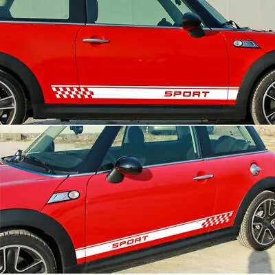 1 Pair Black/White Car Skirt Sticker Side Door Vinly For Mini Cooper R53 R50 R60 • $13.47