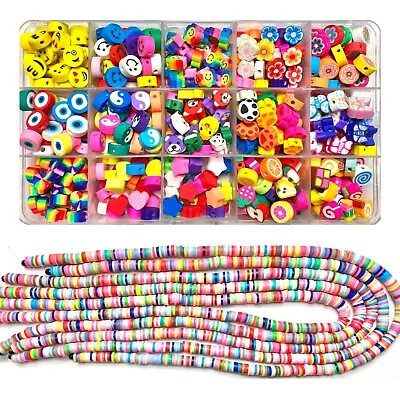 £10.99 • Buy 2000+ Polymer Clay Beads For Jewellery Making - 15 Patterns + Flat Round Beads