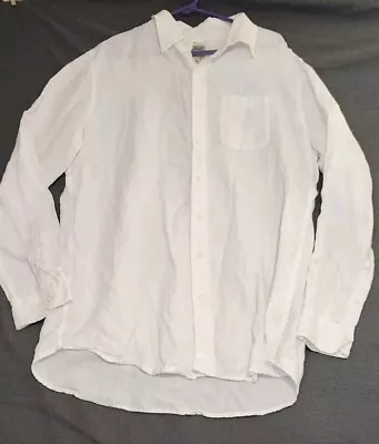 L.L. Bean 100% Linen Men's Button Down Dress Shirt Size LT White • $24.95