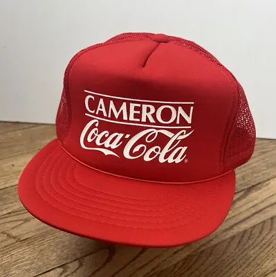 Vintage Enjoy Coca Cola Coke Trucker Hat Snapback Ball Cap 80s Red White Mesh • $25