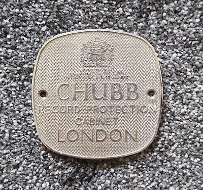 £28 • Buy Vintage Chubb Record Protection Cabinet London Safe Plaque (Reclaimed, Salvage)