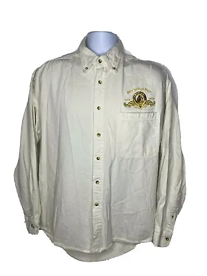 Vintage Metro Goldwyn Mayer ARS GRATIA ARTIS Mens Button Down Shirt  Embroidered • $49.99