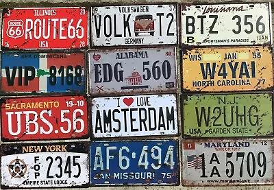 £6.95 • Buy American Number Plates Vintage Retro Metal Wall Signs- Set 1