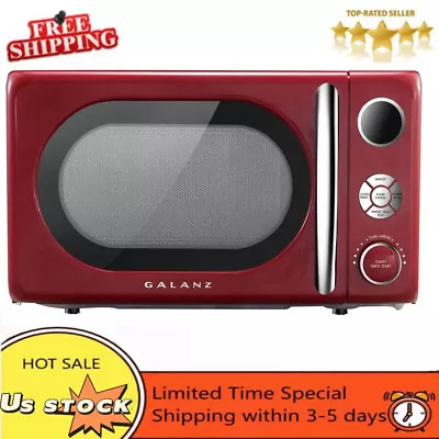 Galanz 0.7 Cuft Small Retro Red Countertop Microwave Oven Home Kitchen 700 Watts • $69