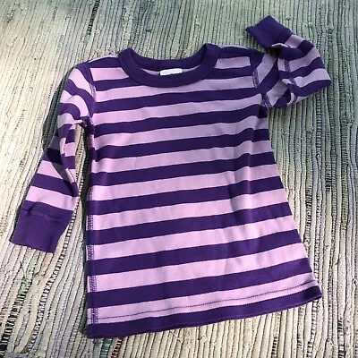 Hanna Andersson 80 PJS 18-24m Baby Girl Purple Striped Pajama Top Organic Cotton • $4.99