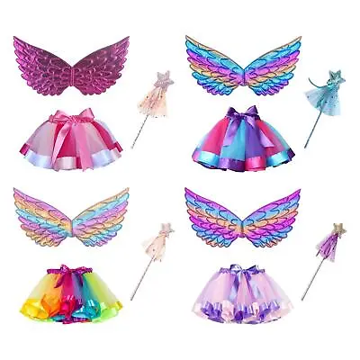 Girls Fairy Costume Set For Stage Performance Dress Up Cosplay Children Kids • £10.90