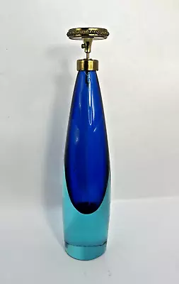 Cobalt & Light Blue Blown Art Glass Tall Perfume Atomizer Murano? 11  Tall VTG • $88