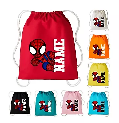 £6.99 • Buy Personalised Your Name Spiderman Drawstring Bag Gym School Rucksack Kids Bag