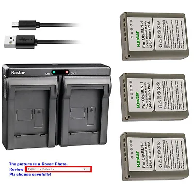 $16.99 • Buy Kastar Battery Dual USB Charger For Olympus BLN-1 BLN1 Olympus PEN E-P5 Camera