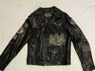 NWOT Ed Hardy Leather Jacket Unisex Medium Size. • $300