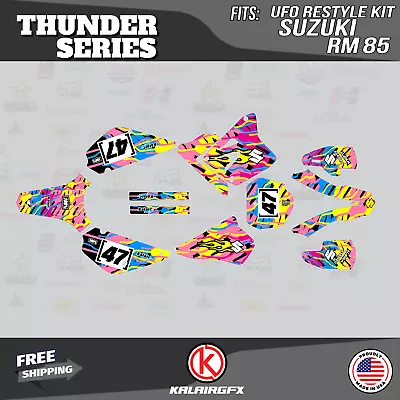 Graphics Kit For Suzuki RM85 (2001-2023) UFO RESTYLE Thunder Series - Magenta • $60.99