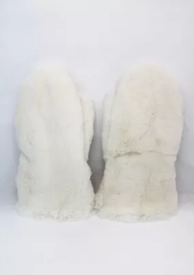 Brand New White Sheared Rabbit Both Sided Fur Mittens Mitts Men Man Size M-l • $175