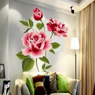 £9.82 • Buy Rose Flower Wall Stickers Decal Art Bedroom Living Room Wall Sticker Decoration