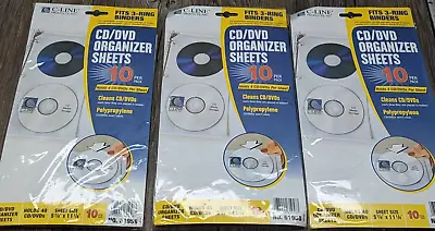 $20 • Buy 3 PACKS - C-line Deluxe CD Ring Binder Storage Pages, Standard, 4 CDs, 10 Pages