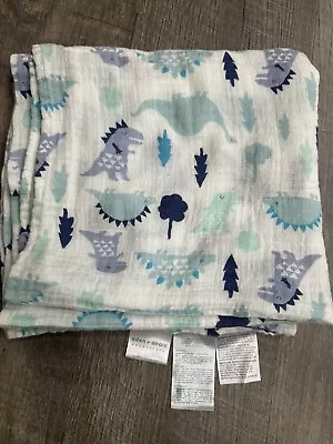 Aden & Anais Muslin Baby Blanket Dinosaur Swaddle Cotton • $6