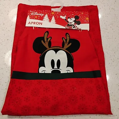 Disney Mickey Mouse Reindeer Merry Christmas Holiday Festive Apron Red Green Fun • $21.11