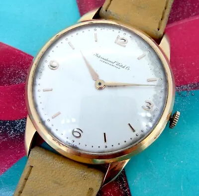 Vintage International Watch Company Schaffhausen IWS 18k Gold Case Wind-Up Watch • $1699