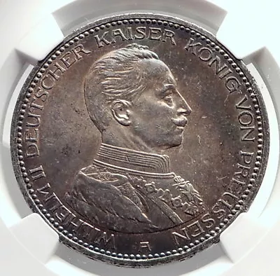 $598.80 • Buy 1913 PRUSSIA KINGDOM Germany WILHELM II Silver 5 Mark German Coin NGC MS I73479