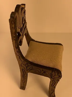 Miniature Dining Chair 1:12 Scale Doll House Artsy Tulip Design Beige Upholstery • $19.99