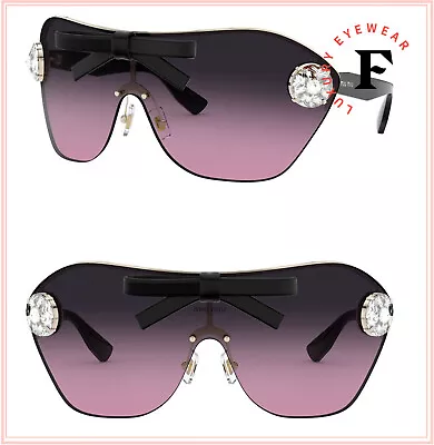 MIU MIU MU68US Pink Black Crystal Leather Bow Embellished Sunglasses 68U Limited • $278.64