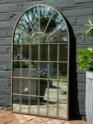 £58.99 • Buy Garden Arched Mirror 32 Panel Gothic Rustic Metal Frame Wall Mount Outdoor Home