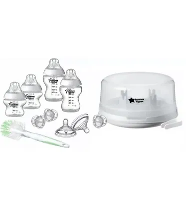 £37.99 • Buy NEW Tommee Tippee Microwave Steam Steriliser & Baby Bottles Brush Teats Set Kit