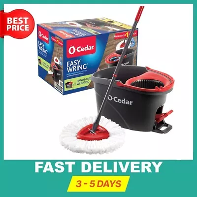 O-Cedar EasyWring Microfiber Spin Mop Bucket Floor Cleaning System Red Gray • $28