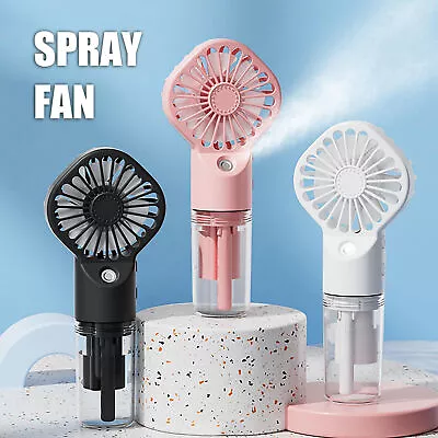 Water Spray Mist Fan USB Handheld Rechargeable Portable Mini Fan Cooler • $10.44