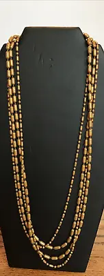 Bronze Pop It Look Bead Flapper Length Double Strand Necklace Vintage 52” • $29.99